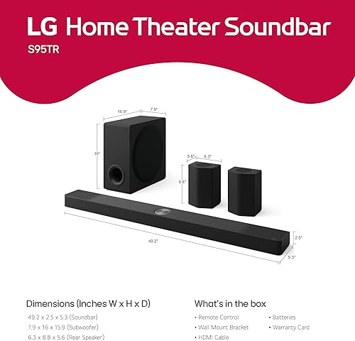 Miniatura 4 de LG S95TR 9.1.5 canales OLED evo TV barra de sonido a juego de cine en casa con altavoces envolventes traseros y subwoofer inalámbrico, orquesta Wow,