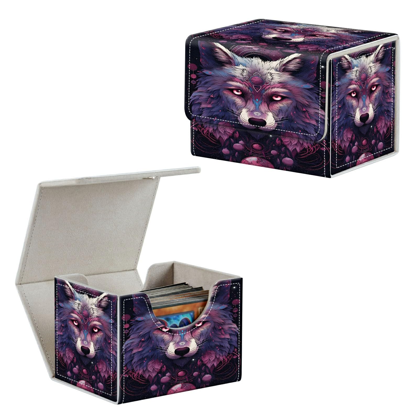 Amazon.com: HEAKIERG Purple Wolf Card Deck Box Organizer, 100+