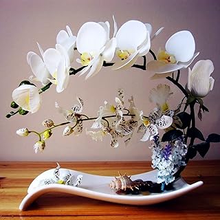 YUANXIN Artificial Flower Phalaenopsis Decorations Home Decor Fake Flowers Dried Flowers Silk Flowers Rose Floral (White)