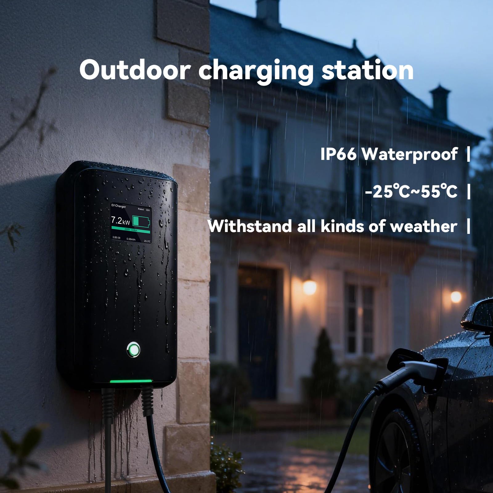 32A Wallbox EV 7kW estación de Carga monofásica para Coches eléctricos con Conector Tipo 2 para vehículos eléctricos Cumple con 6m(7kW App)