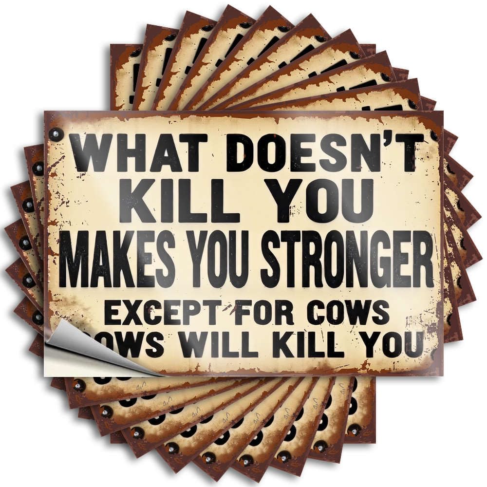 Decal Home Antimicrobial Coastal Case What Doesn't Kill You Makes You Stronger, Except for Cows - Scratch Resistant Stickers(8X12CM)