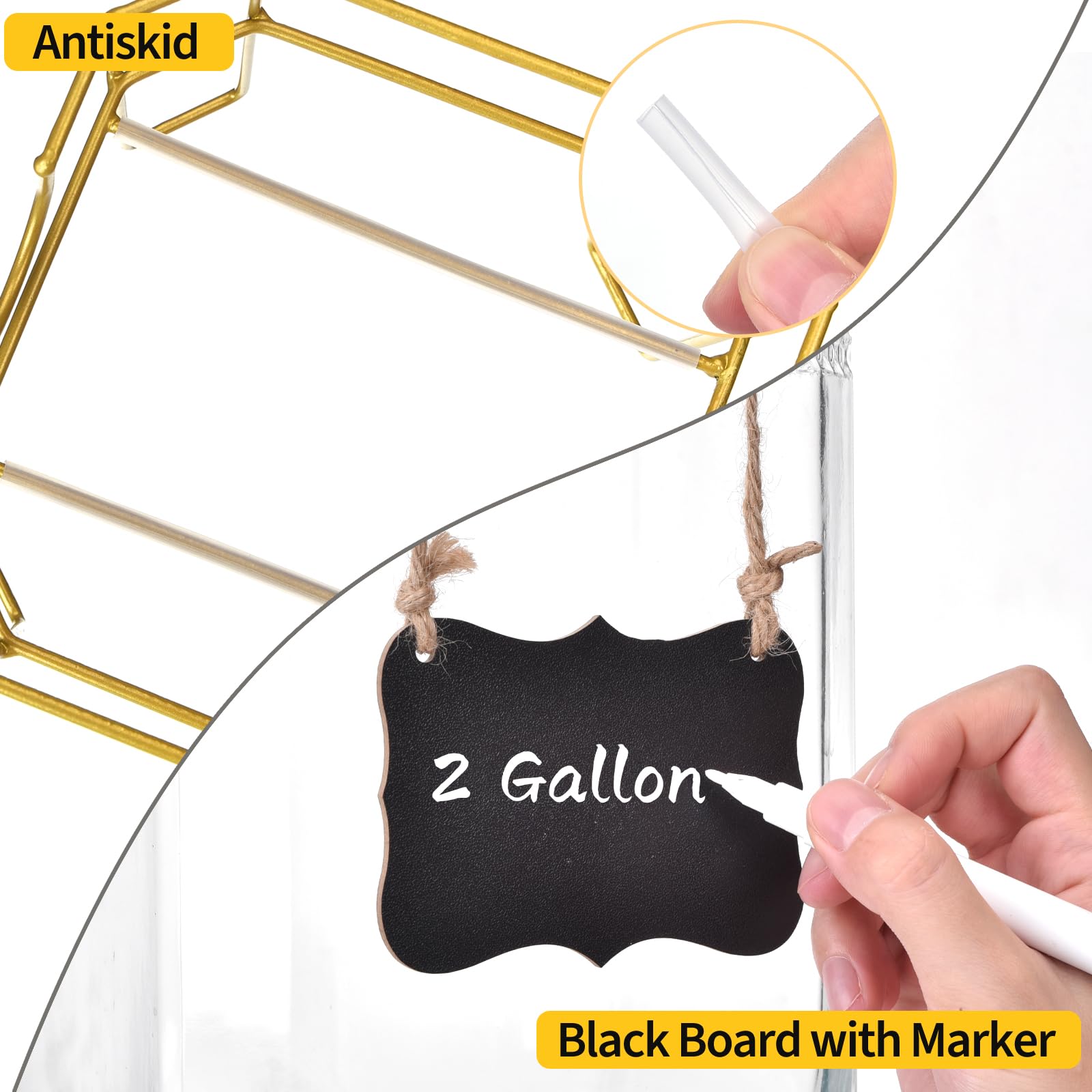 Dispensador de bebidas, dispensadores de bebidas de 2 galones para fiestas, dispensador de bebidas con soporte, tapa de vidrio y espiga de acero inoxidable a prueba de fugas, ideal para limonada,