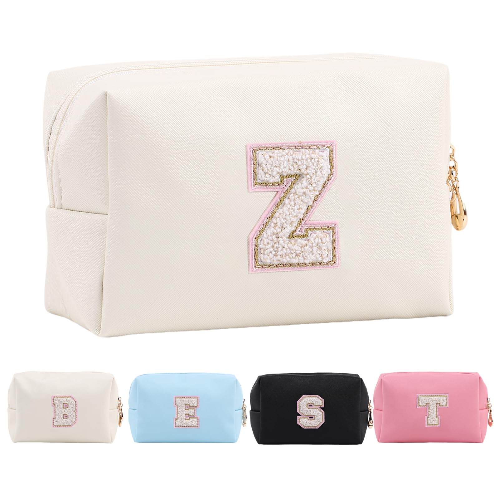 Personalized Makeup Bag,Waterproof Travel Makeup Pouch Cosmetic Bag Birthday Gift for Women Mom，Bride Bridesmaid Cosmetic Bag A-Z — view 54