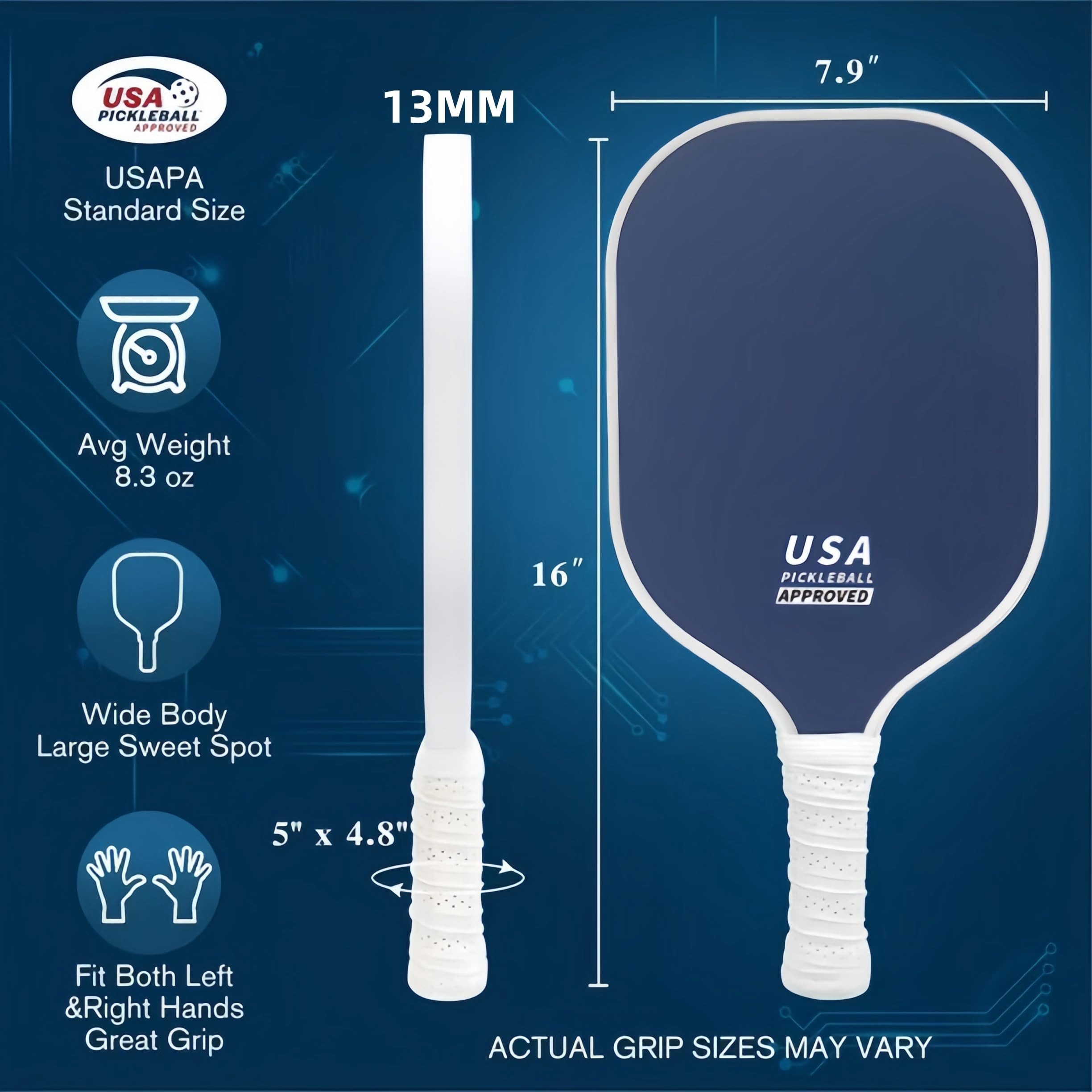 Pickleball Schläger USAPA Zertifiziert, Pickleball Paddelschläger CFS, Indoor & Outdoor Pickleball Paddle Hochwertiger Profi Paddel aus Carbon
