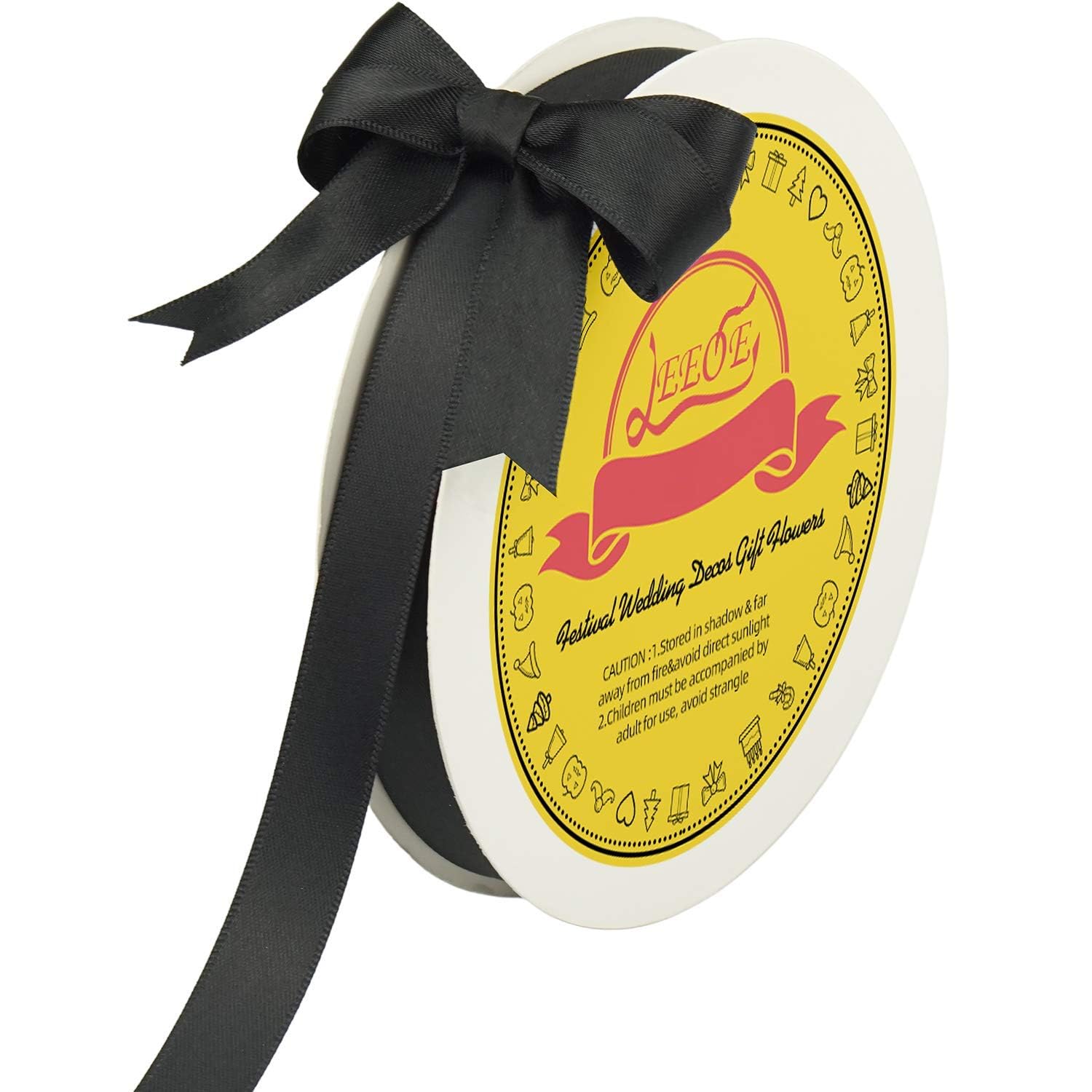 Double Face Black Satin Ribbon 5/8 inch X 50 Yards Polyester Black Ribbon for Gift Wrapping Very Suitable for Weddings Party Invitation Decorations and More