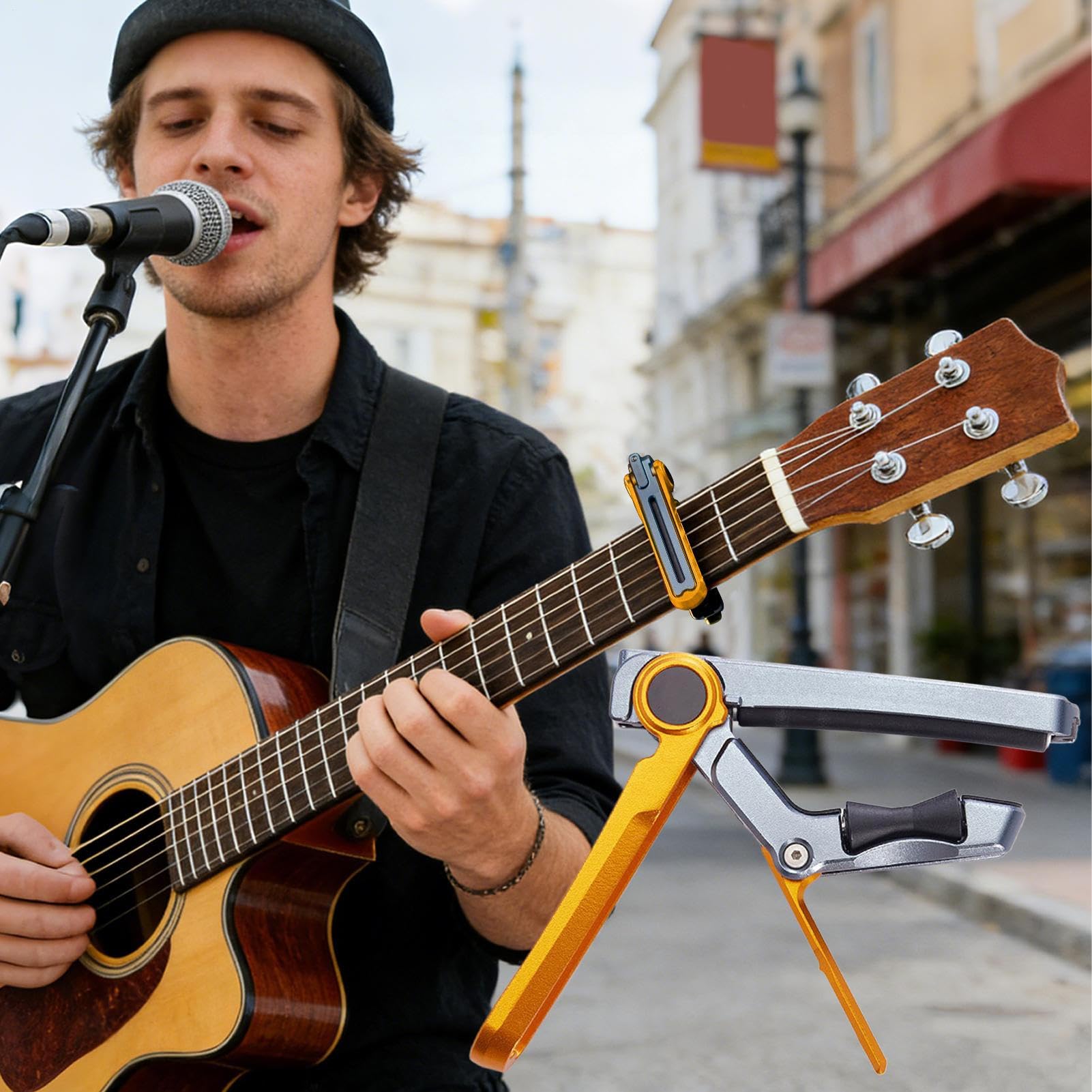 Kapodaster Gitarowy Przesuwany Kompaktowy Składany Kapodaster do | Strojenie Gitary Dla Początkujących I Zaawansowanych Dla Mężczyzn, Kobiet, Młodzieży I Całej Rodziny
