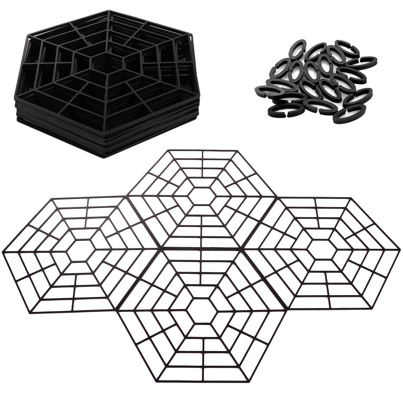 40 redes de protección para estanques, malla hexagonal de nailon de 30 x 27 cm, red protectora de color negro, red de protección flotante para depredadores al aire libre, estanque de jardín koi