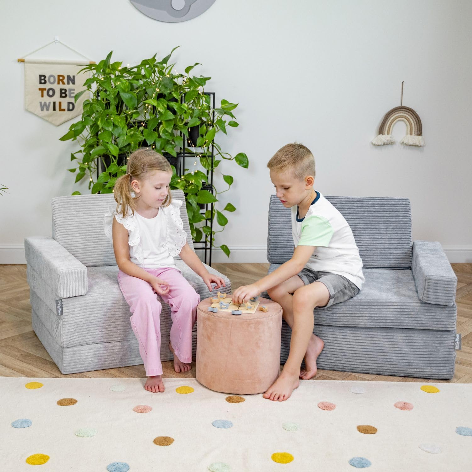 KiddyMoon Sofa dziecięca rozkładana z pianki, sofa do zabawy dla dzieci, sofa do spania, fotel dziecięcy, kanapa dla dzieci, sofa do pokoju dziecięcego, kanapa dziecięca, materac składany, materace
