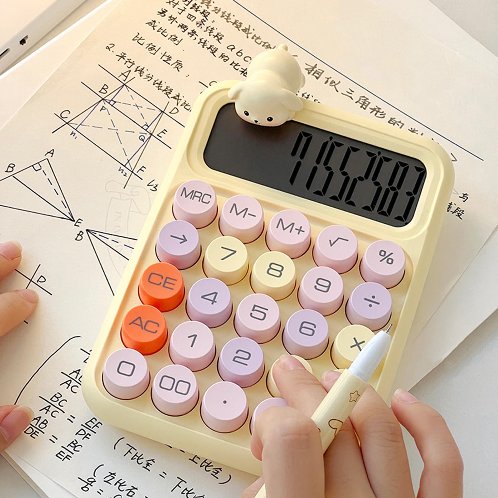 Calculadora De Escritorio De 12 Dígitos, Calculadora Colorida Con Pantalla LCD Grande Y Botones Redondos Grandes, Calculadora Estándar Electrónica Pequeña Portátil Para Oficina, Escuela, Hogar