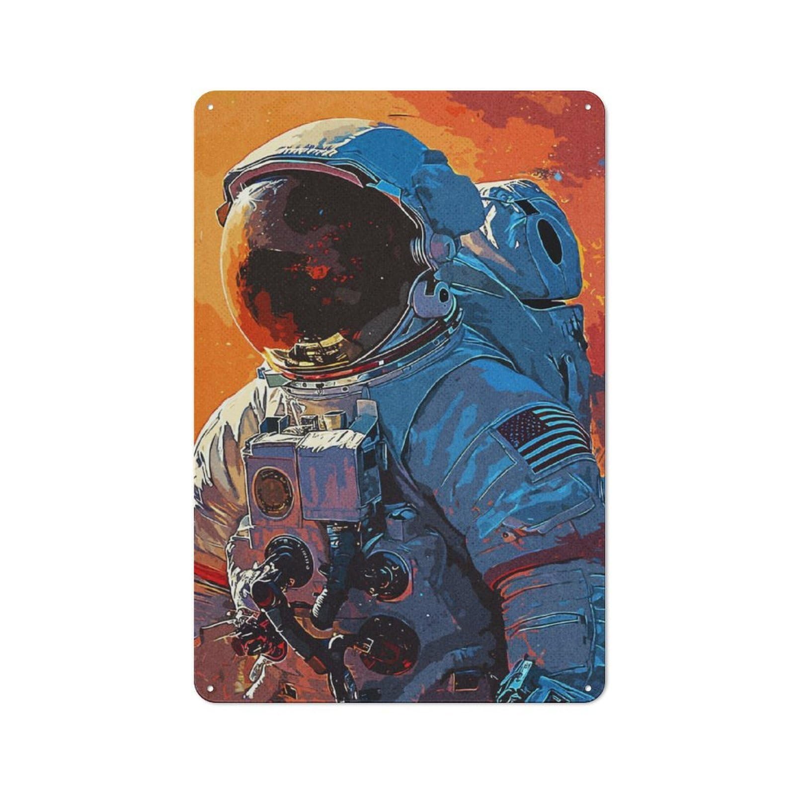 Junmoney Astronauts Artistic Vintage Tin Sign 30X20cm With For Dining Room Or Kitchen, For Dining Room Decor Fans
