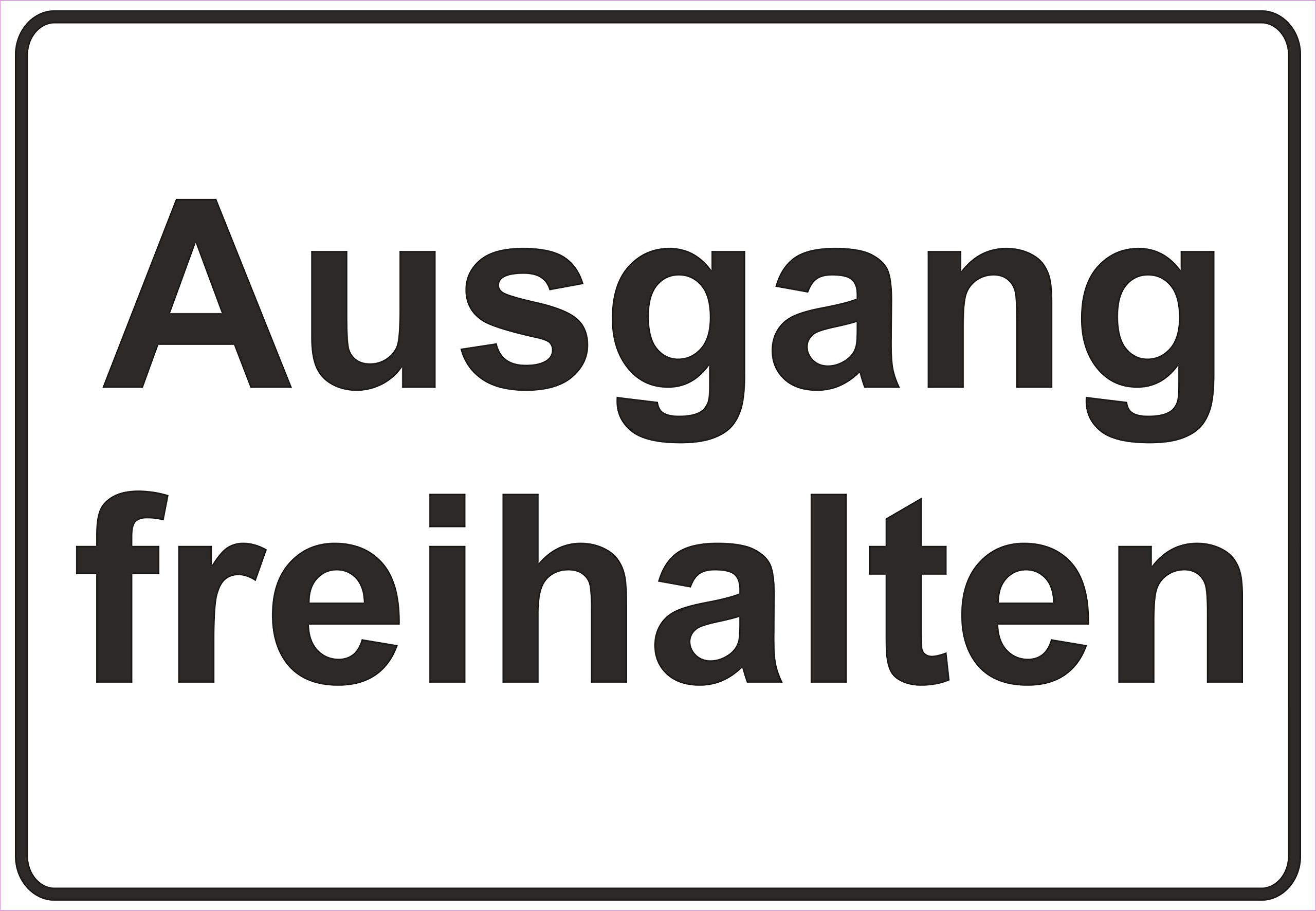 Komma Security Schild 'Ausgang Freihalten', 30x20 Cm – Aus Kunststoff, Für Innen & Außen, UV-beständig