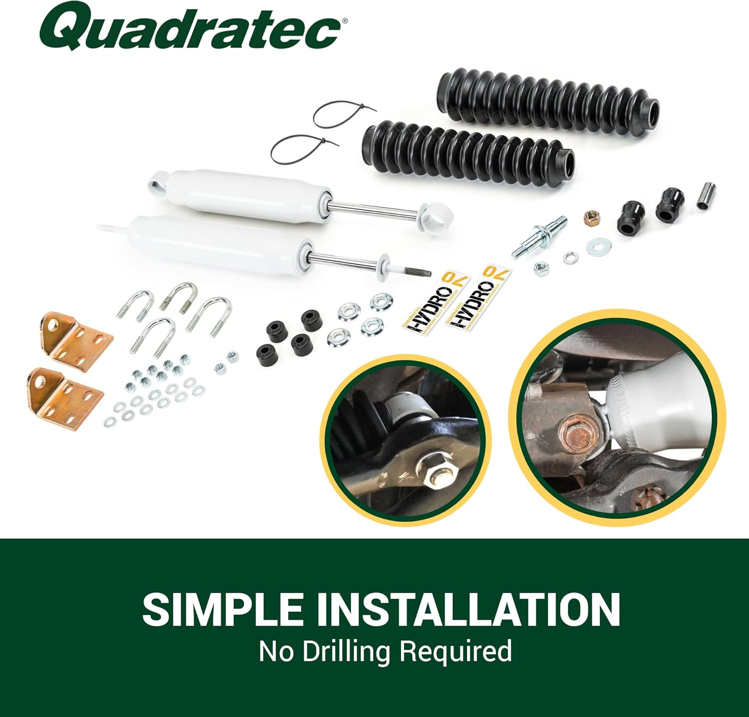 Quadratec Dual Steering Stabilizer - Fits Jeep Wrangler TJ & Unlimited 4-Door 1997-2006 - Built to Original Specifications - Plug & Play Replacement