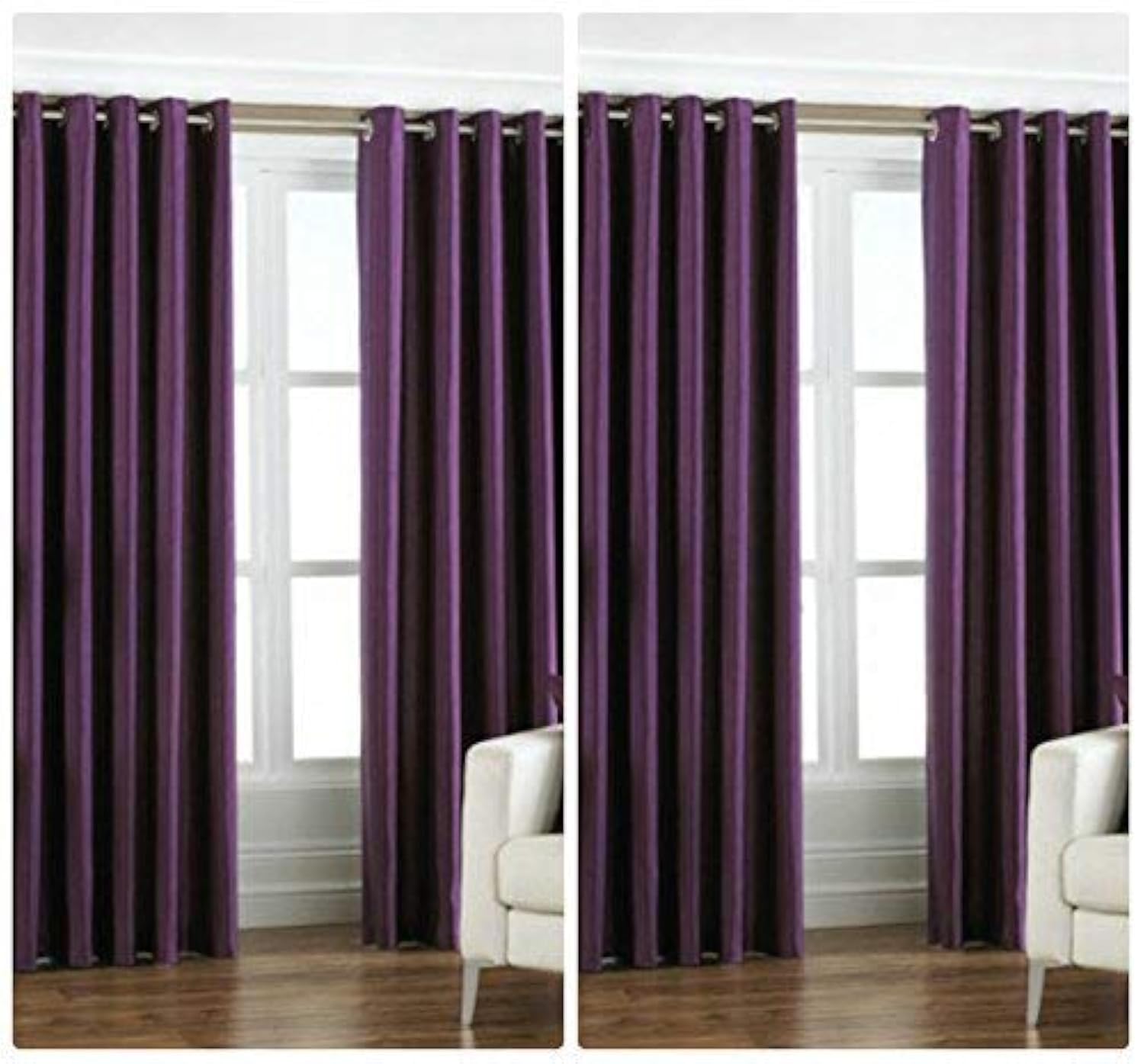 Exporthub Polyester & Polyester Blend Solid Grommet Eyelet Very Long Door Curtain, Long Door- 10 Feet, Purple, Pack of 4