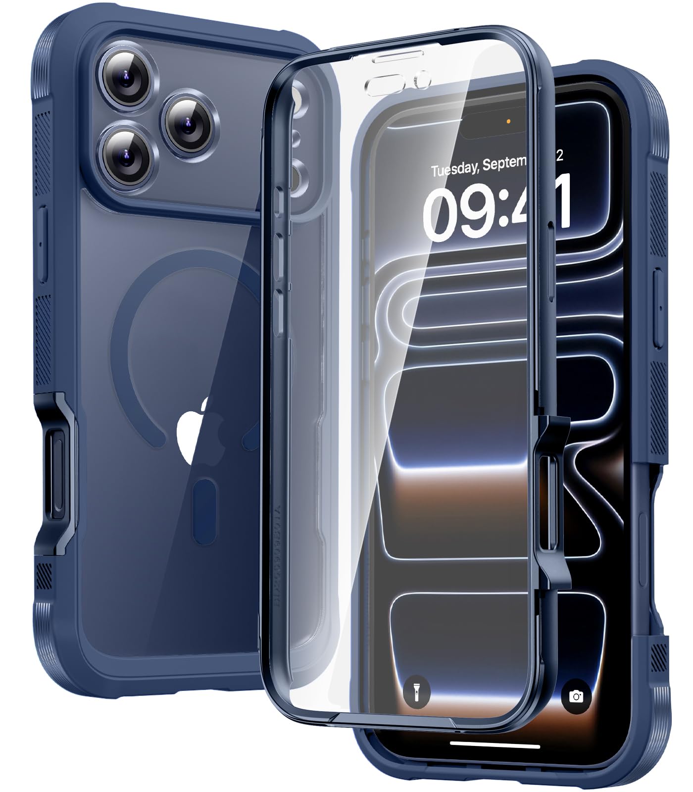 Diaclara für iPhone 17 Pro Hülle mit MagSafe, Militärschutz 360 Grad Vollschutz Schutzhülle mit integrierter Displayschutzfolie und Kameraschutz, Handyhülle Case für iPhone 17 Pro 6,3",Blau