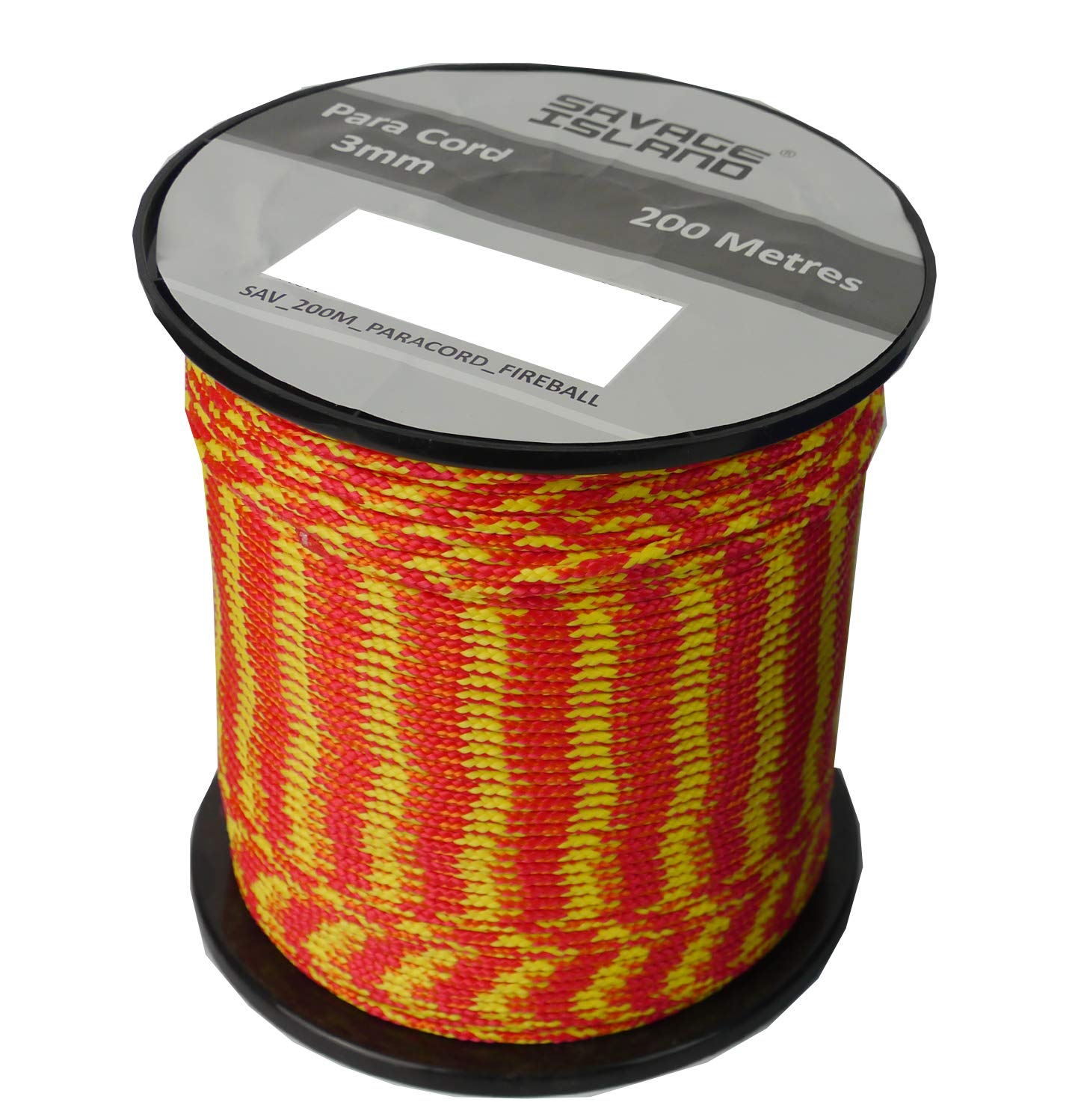 Savage Island 200m Reel Paracord Army Camping for Tent Basha Bivi Shelter Buidling Hammock Gardening Bushcraft (Fireball)