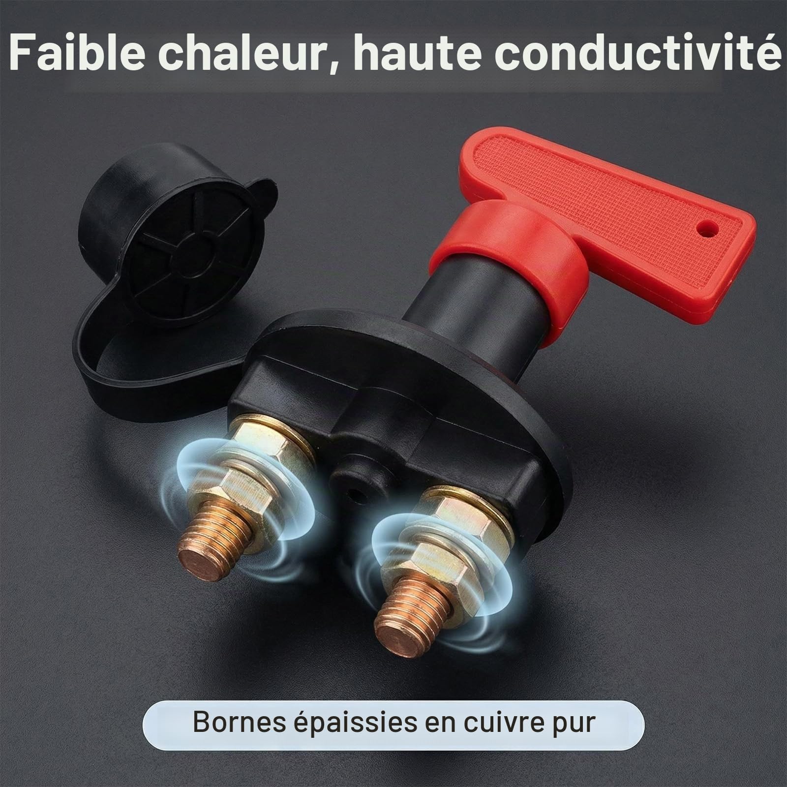 Isolateur de Commutateur Principal de Batterie 12V avec 2 Clés, Coupe Circuit Batterie 12V 300A pour Voiture, Bateau, Interrupteur de Batterie Principal de Déconnexion, Coupe Batteria Voiture et Moto