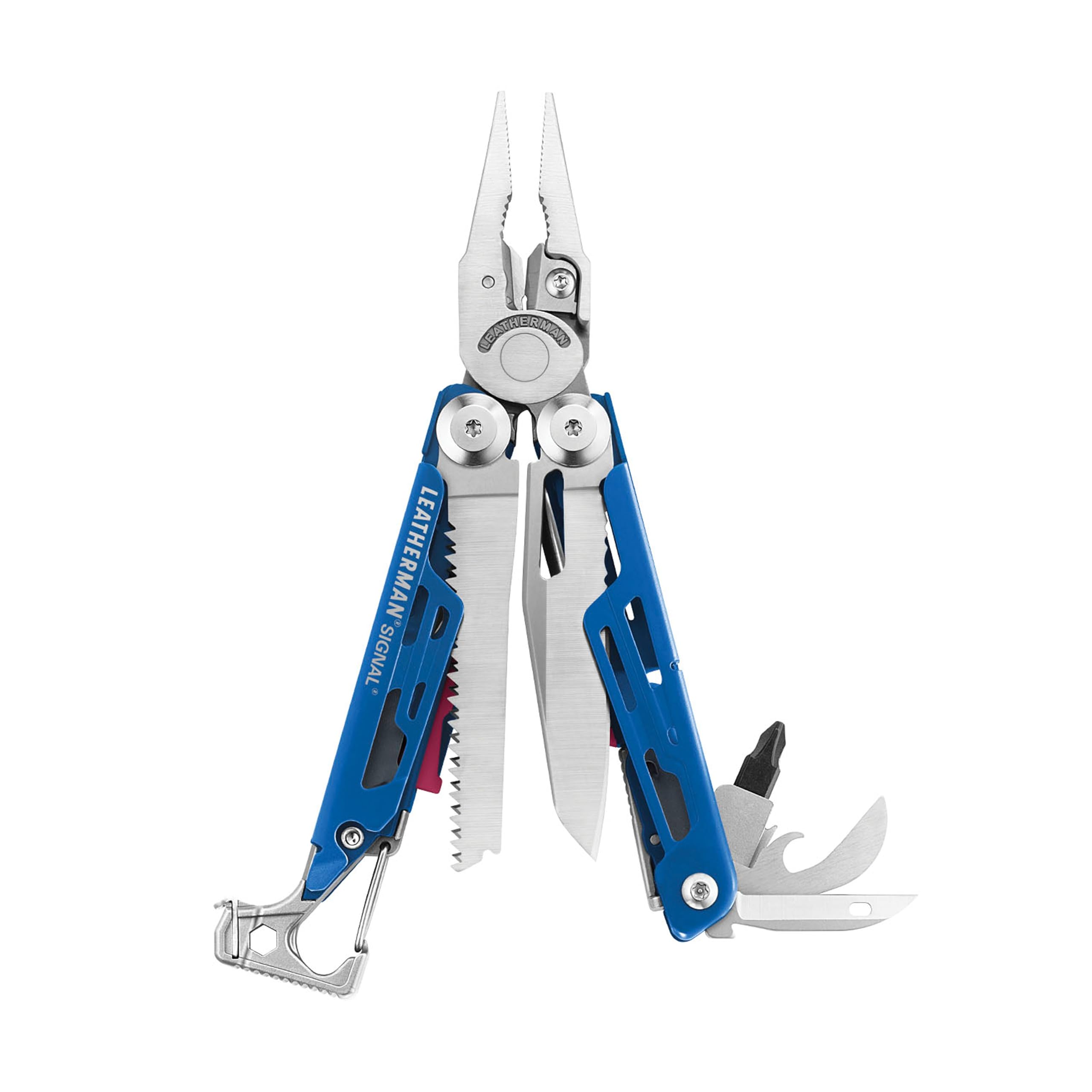 Leatherman Signal pince multifonction camping et survie bleu avec 19 outils essentiels