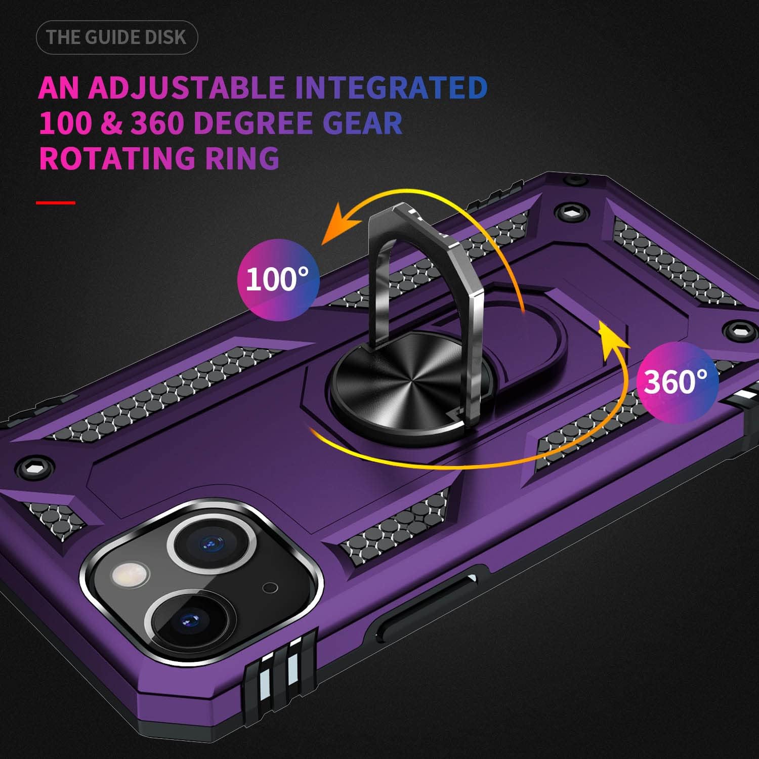 ADDIT i Phone 14 Plus Case, for iPhone 14 Plus Case,with Kickstand Ring,Adjustable Stand,Military Grade,Heavy Duty Protection,Shockproof,Anti-Fingerprint,Support Magnet Car Mount,Purple - Image 4