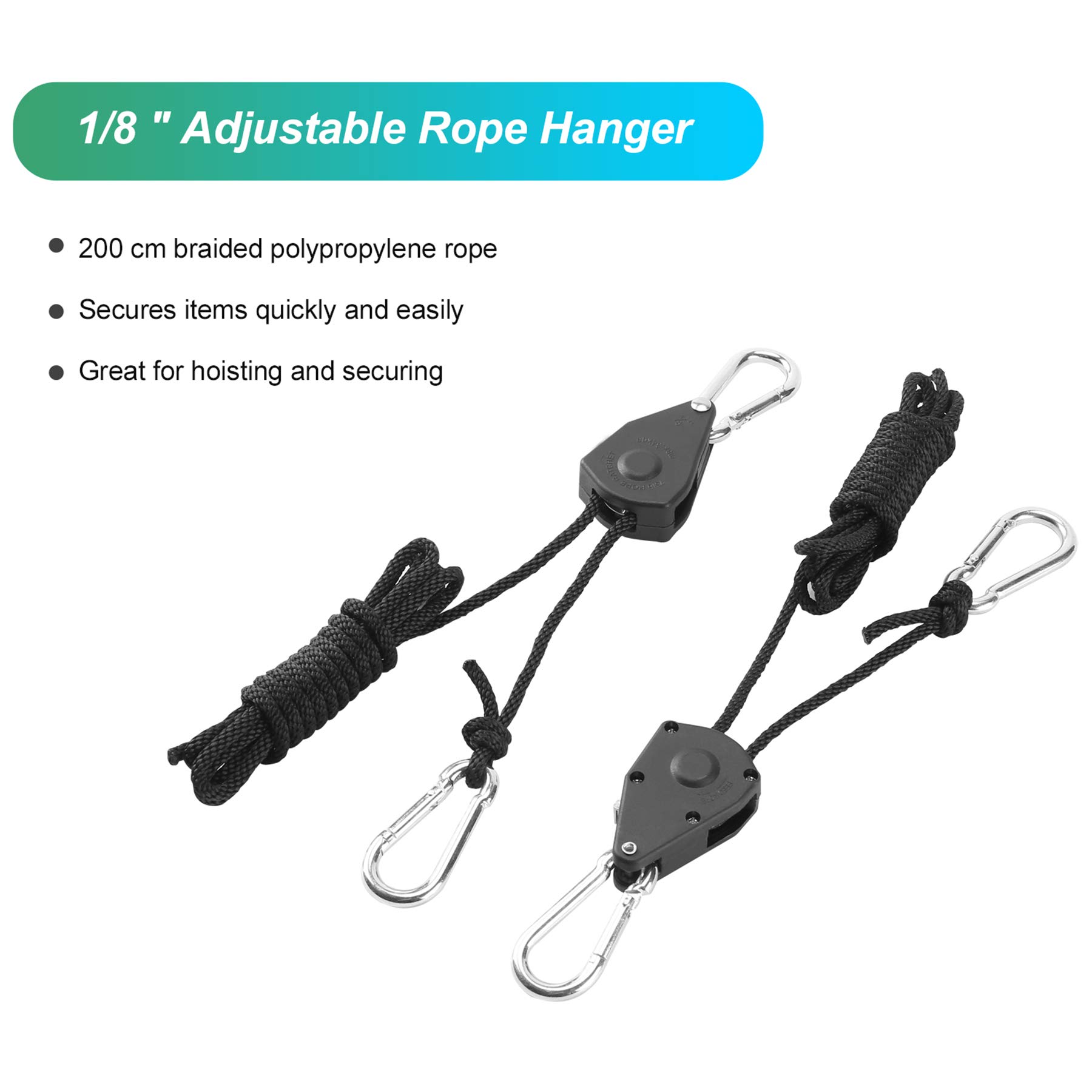 8 Paires（16 Pièces） de cintres à cliquet réglables de 1/8 Pouce Corde de Crochet Réglable Sangle à Cliquet Corde Rope Ratchet Robuste Réglable,Chaque Paire Porte 68 kg