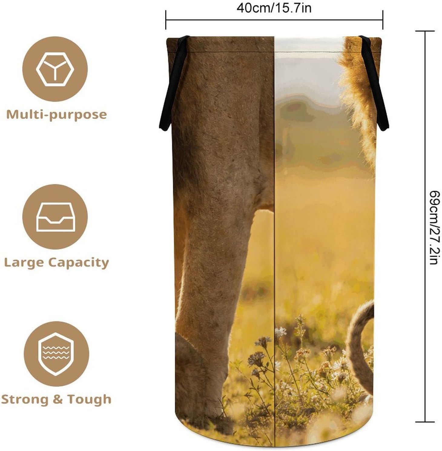 Lion Dad To Son Laundry Hamper Portable Lightweight Clothes Hampers Fashion Dirty Laundry Storage Basket Large Capacity Foldable Clothes Baskets for Bathroom Bedroom