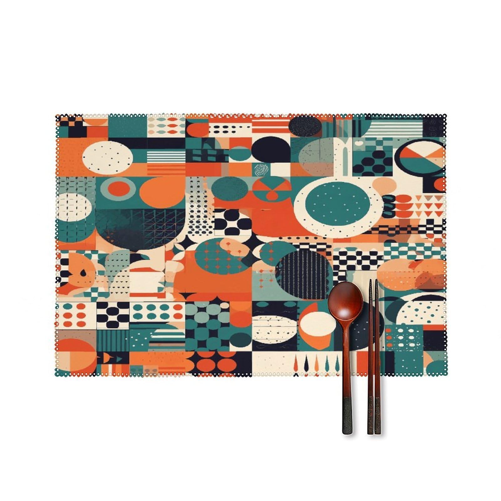 Interesting Shapes Placemats Set of 4 Heat Resistant Non-Slip Place Mats for Dining Table Washable Placemat Wipeable Dining Table Mat Canvas Place Mats Dining Table Decor