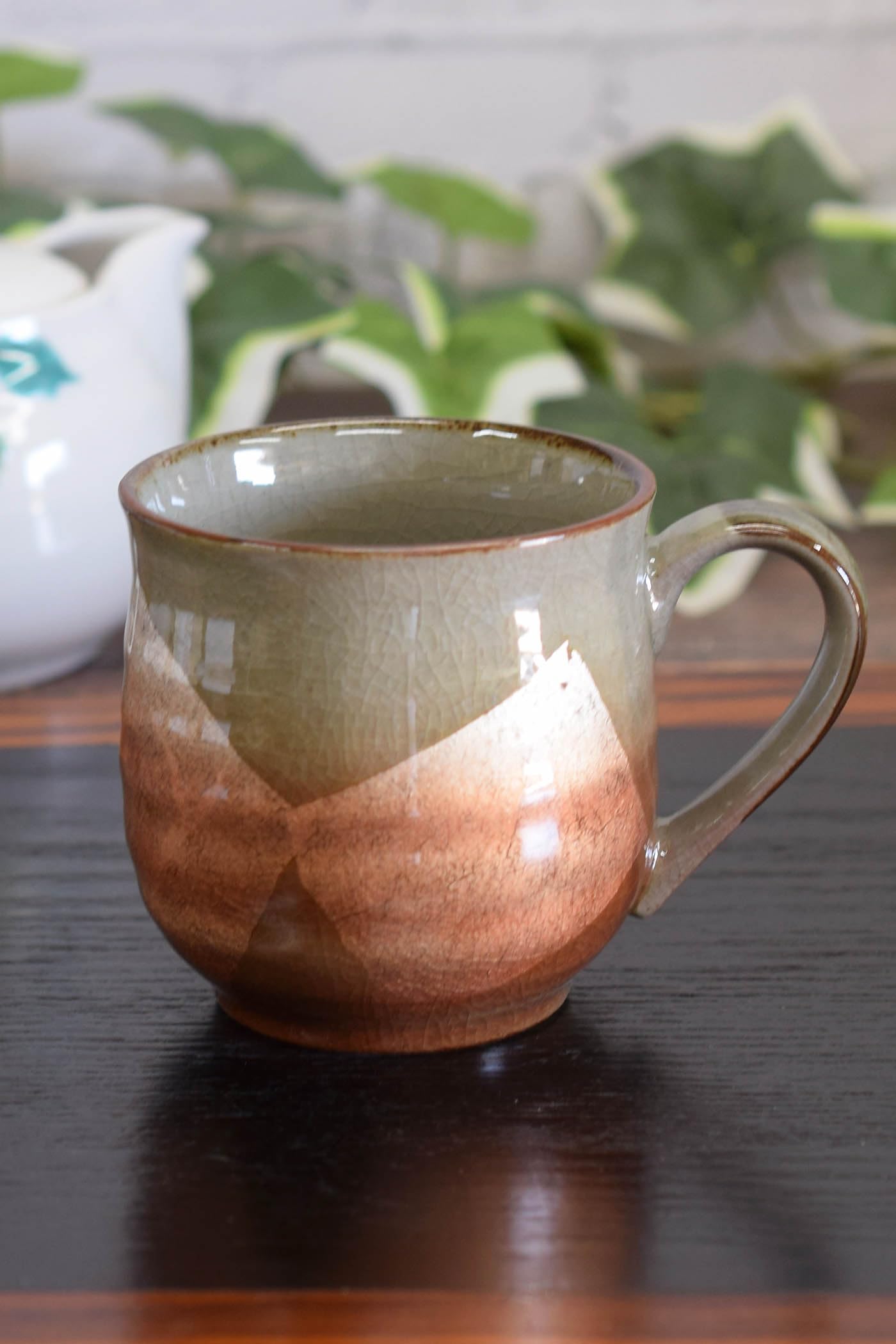 Kutani Ware Mug, Orange Glaze