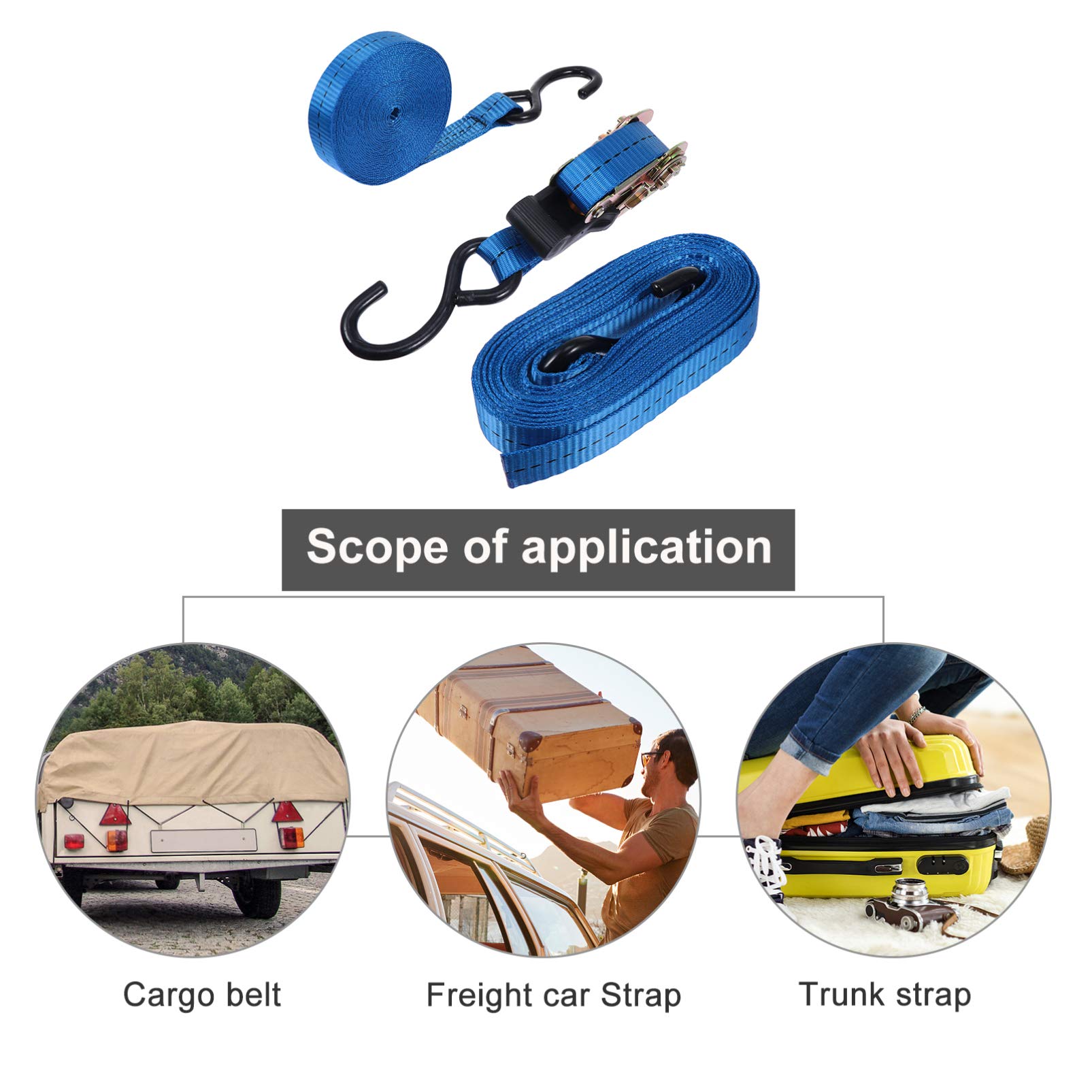 Ruote per Kayak Auto Blu Cinghie di Tensionamento per Auto per Impieghi Pesanti Cinghie a Cricchetto da 25 mm con Ganci a J Cinghie di Fissaggio del Carico Regolabili Cinghie in Poliestere 6M Ruote