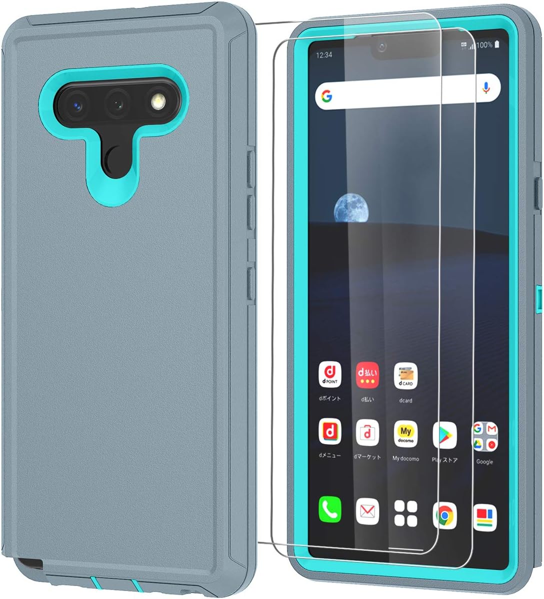 ONOLA Compatible with LG Stylo 6 Case with HD Screen Protector (2 Pack),LG Stylo 6 Phone Case Full Body Rugged Durable Shockproof Dust Proof 3 in 1 Cover for LG Stylo 6(Gray-SkyBlue)