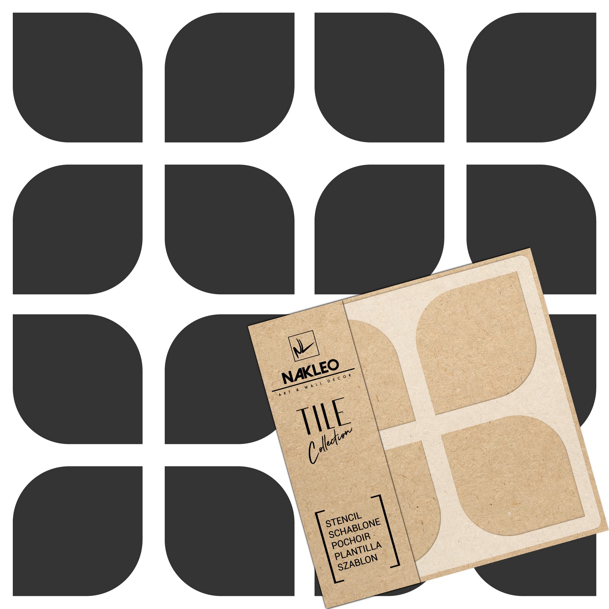 NAKLEO Tegel Verf Sjabloon 10x10cm, Havana Geometrisch