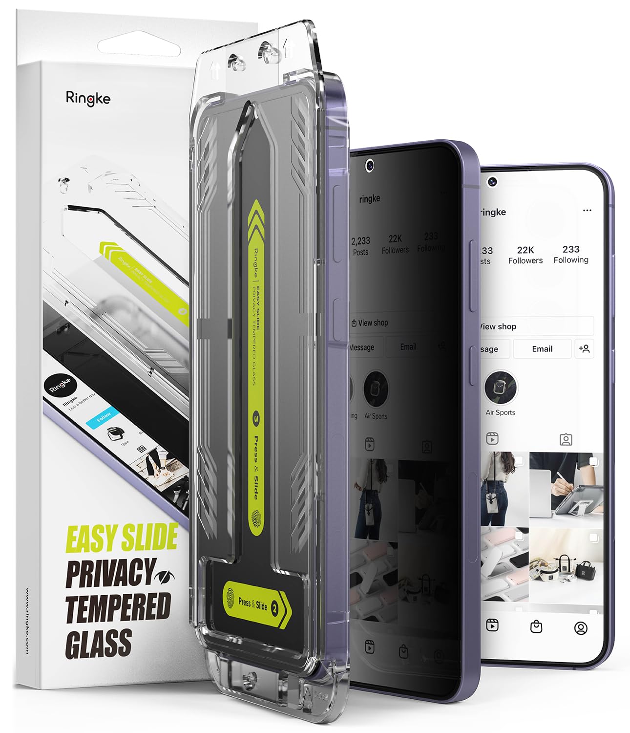 Ringke Easy Slide Privacy Glass [2 Pack] Compatible with Samsung Galaxy S24 Plus Screen Protector with Installation Tool, HD Quality 9H Hardness Anti-Spy Full Coverage Tempered Glass Film (B0CS4KBRWK) Amazon Price History, Amazon Price Tracker