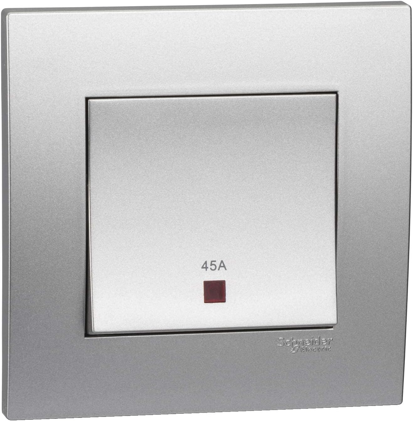 Schneider Electric KB31DR45N_AS Vivace Silver- 45A 250V Double Pole Switch with Neon/Cooker control/Water Heater