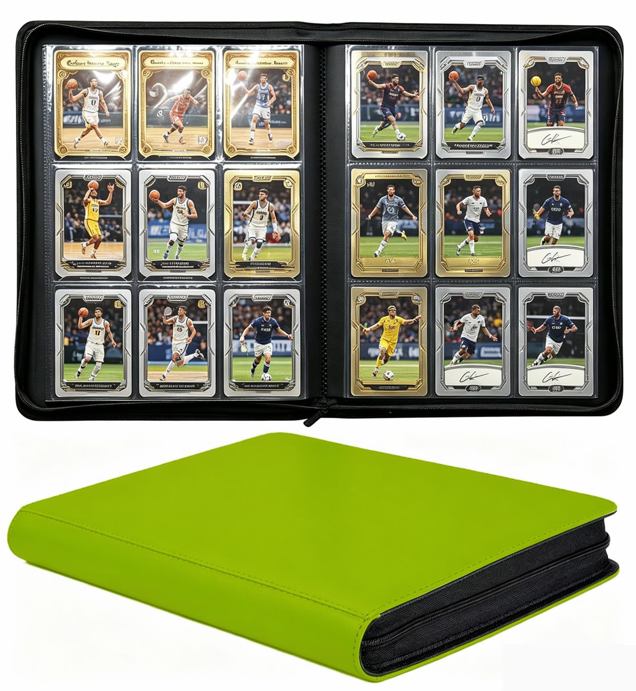 Trading Card Binder 9 Pocket, 540 Pockets Ringless PU Cover Card Collection Binder, Double Sided Card Binder Collector Album, Card Folder for MTG, TCG, Sports Cards, Game Card (Apple Green, 9Pockets) — image 1