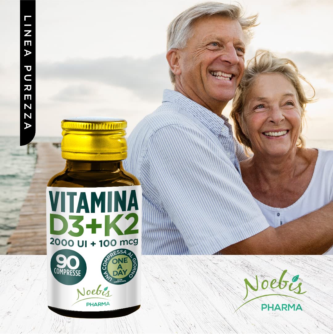 Vit D3 + K2 Noebis Pharma - 2000 UI + 100 mcg MK-7-90 Compresse - Ossa, Denti, Muscoli e Sistema Immunitario