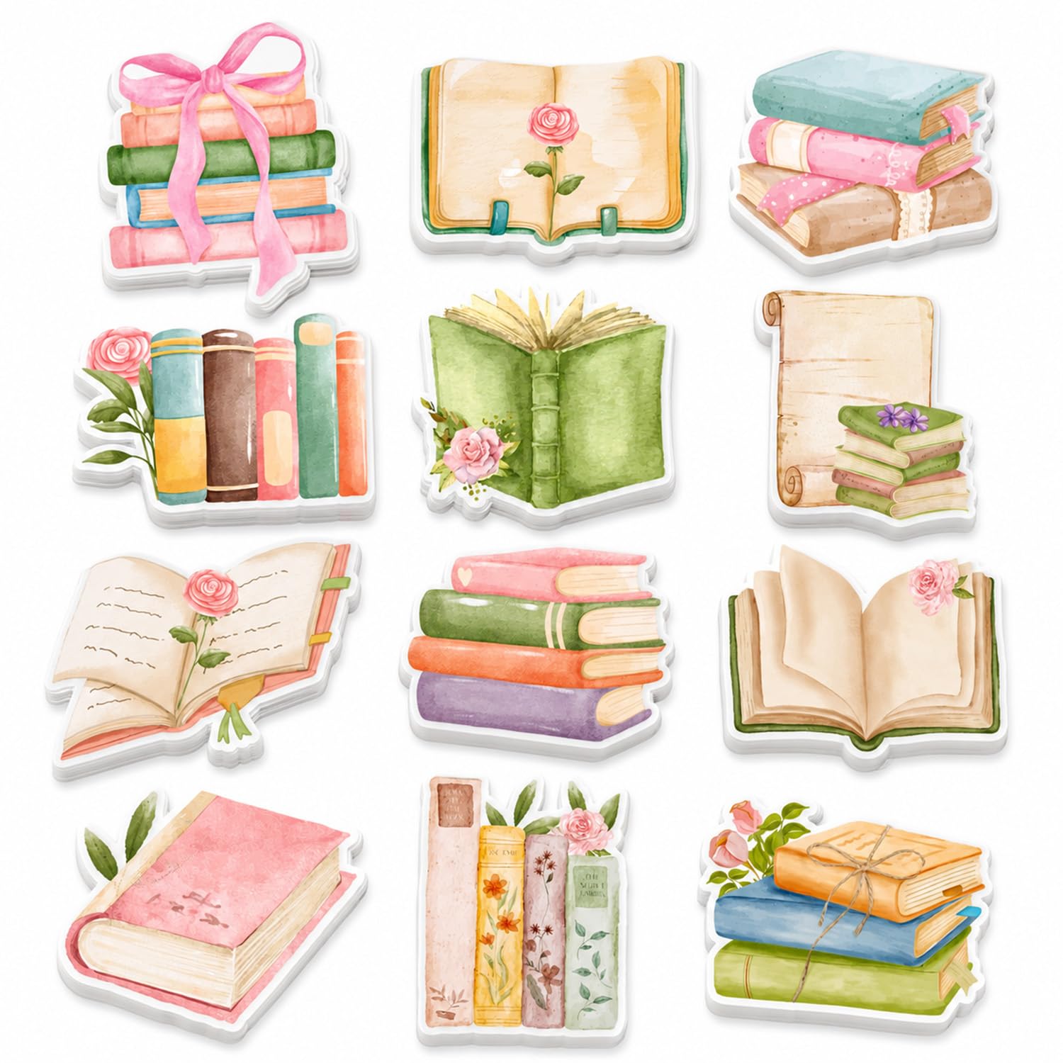 12 Pads Watercolor Book Shaped Sticky Notes, Color Irregular Post It Notes