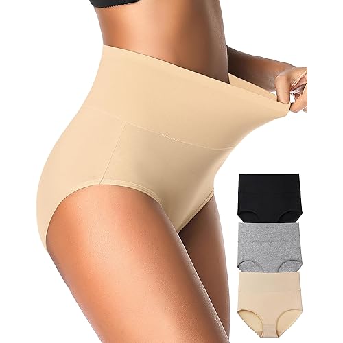 EIGGAM Tummy Control Underwear Soft High Waisted underwear Full Coverage Briefs Breathable Postpartum Cotton Womens Panties