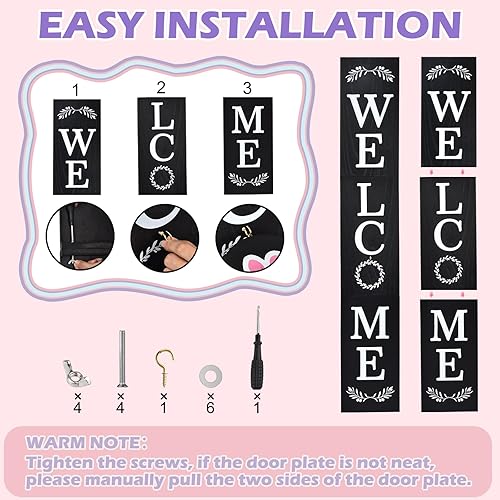 Miniatura 3 de Letrero de bienvenida para puerta delantera, 47 x 7.9 pulgadas, letrero de bienvenida de madera para porche delantero con 12 letreros