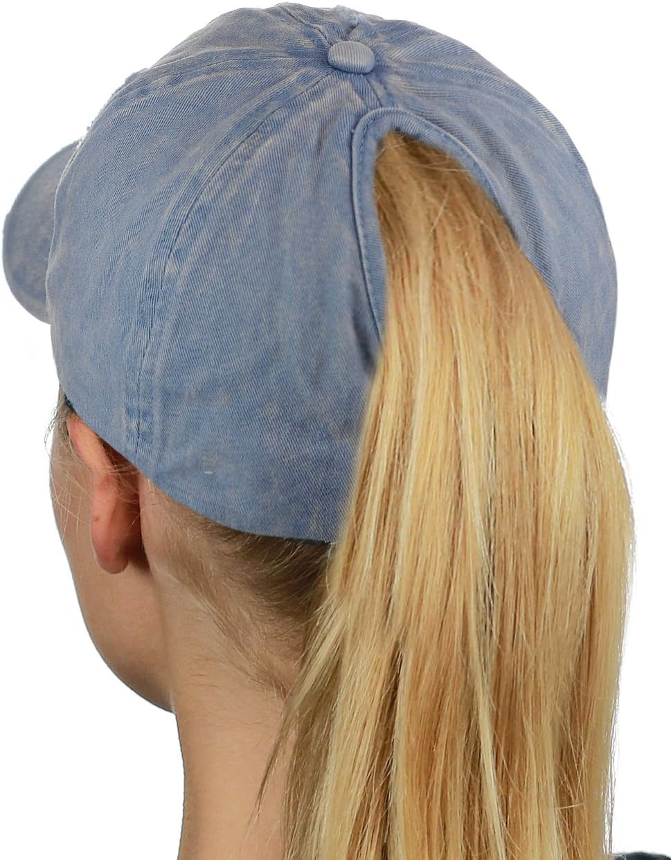 D&YPonyflo Ponytail Messy High Bun Distressed Adjustable Cotton Baseball Cap