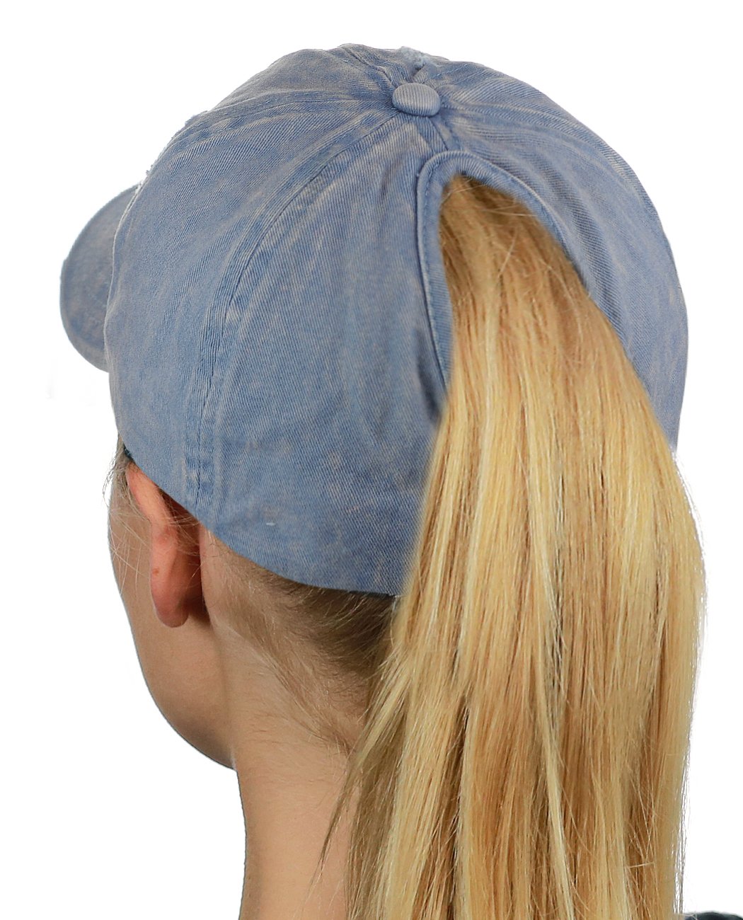 D&YPonyflo Ponytail Messy High Bun Distressed Adjustable Cotton Baseball Cap