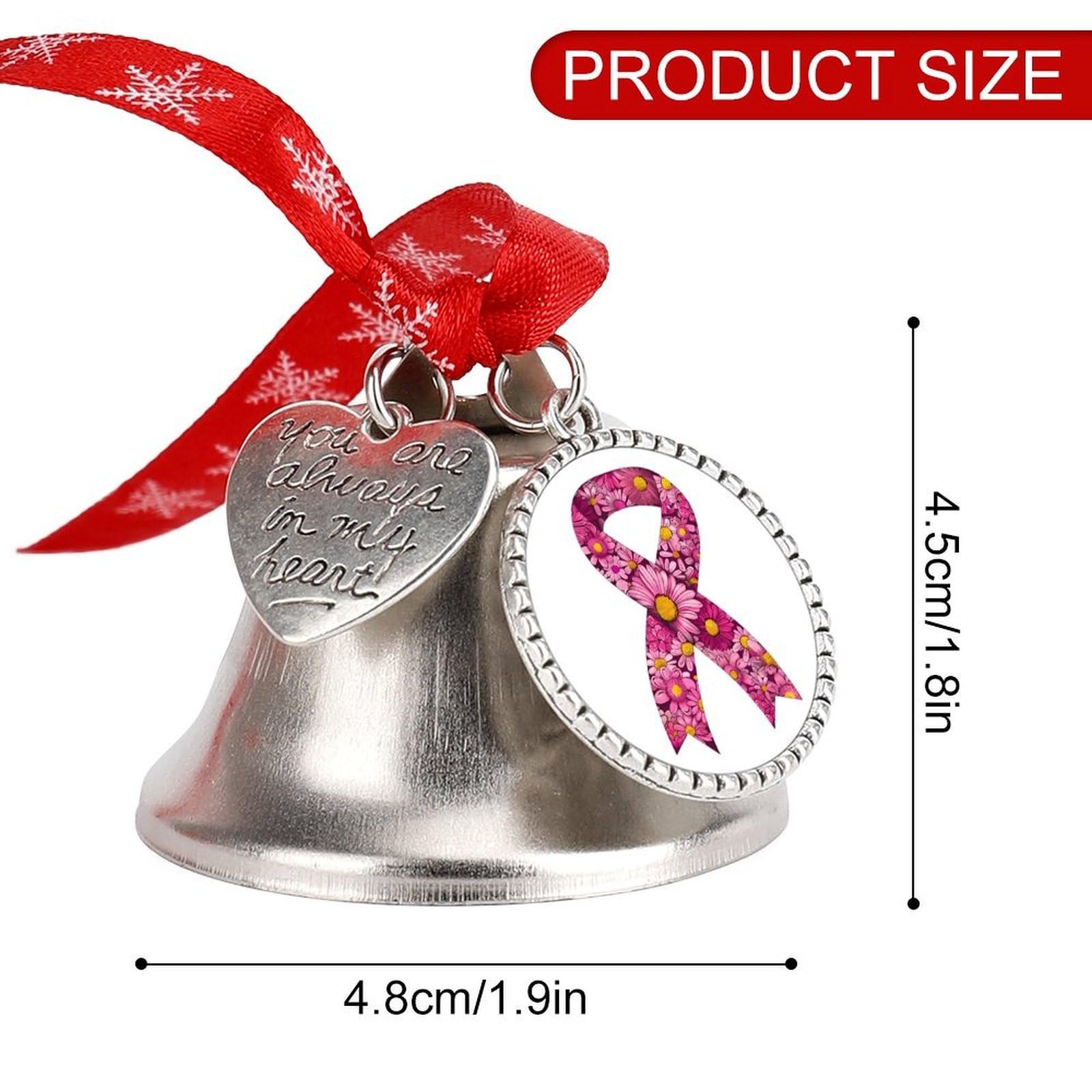 Flower Ribbon Canver Funny Christmas Bell Ornament Cute Xmas Tree Hanging Pendant Decoration for Holidays Party