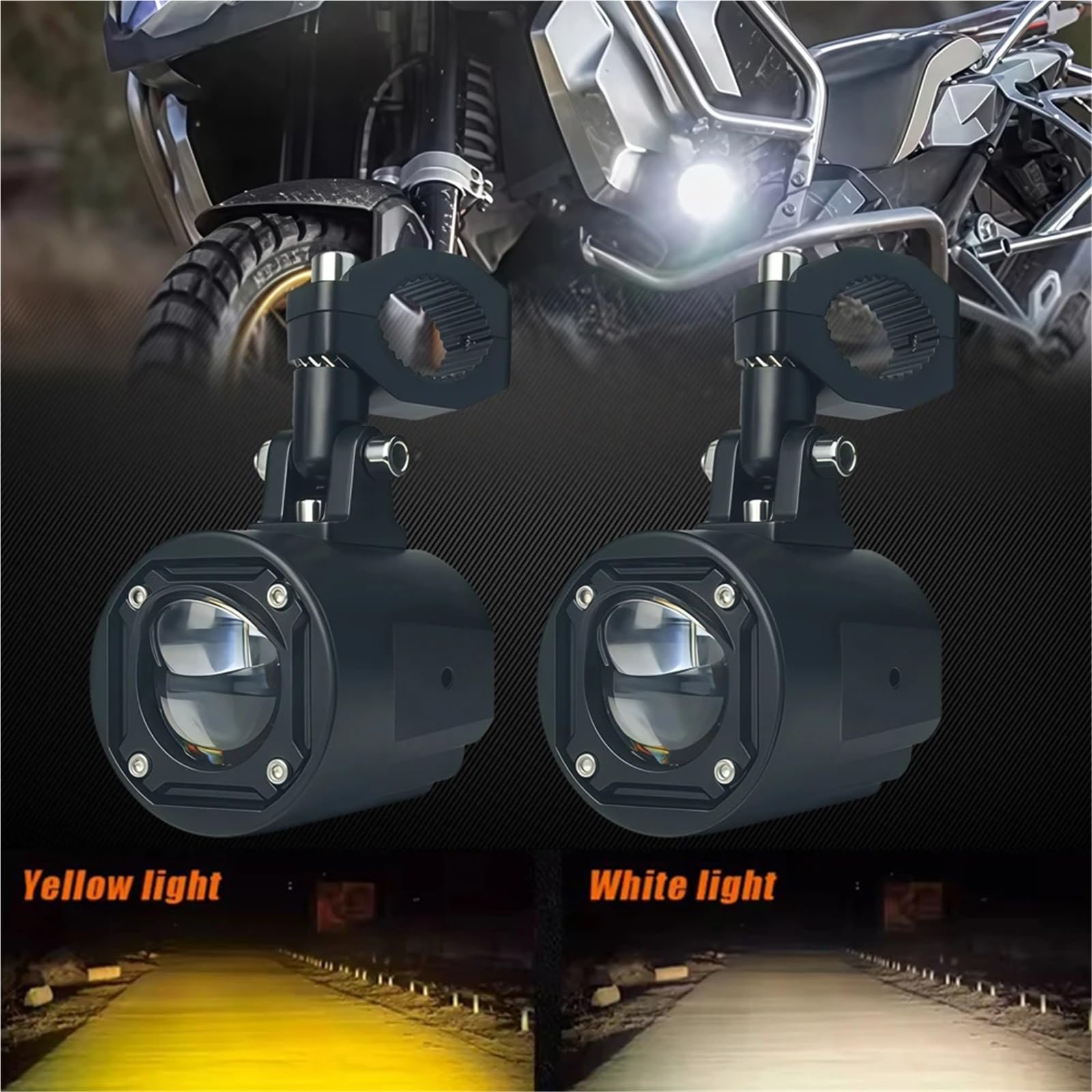 Pomocnicze Reflektory Motocyklowe Reflektor motocyklowy, światła przeciwmgielne, światło drogowe pomocnicze, reflektor, lampa błyskowa, światła drogowe i mijania, styczna(White white wire)