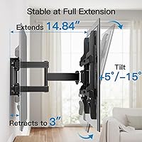 Vista 5 de Pipishell Full Motion TV Wall Mount for Most 37-84 Inch TVs up to 132lbs, Wall Mount TV Bracket Articulating Swivel Tilt Extension Leveling Max VESA