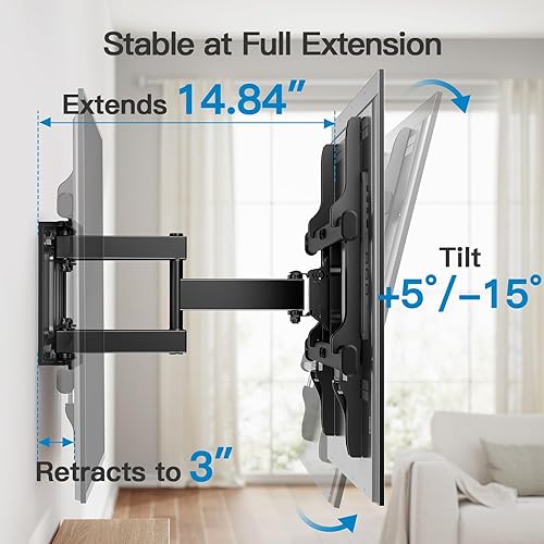 Miniatura 5 de Pipishell PILFK1 - Soporte de pared para TV de movimiento completo para la mayoría de televisores de 37 a 75 pulgadas de hasta 132 libras, soporte