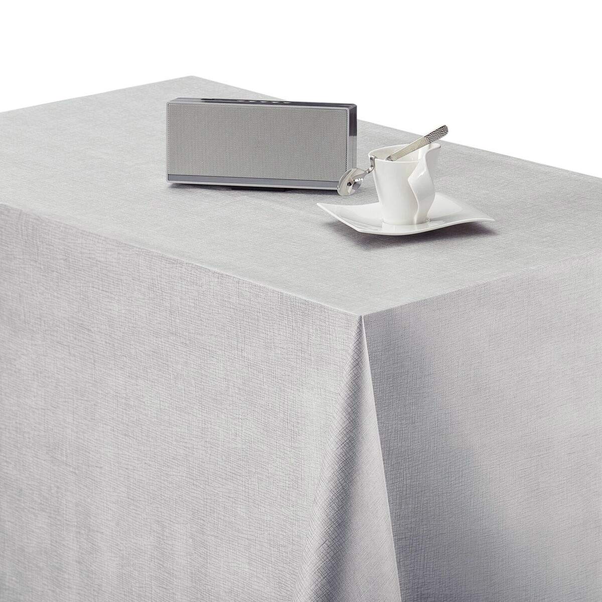 Wipe Clean Tablecloth Plain Silver PVC Vinyl Table Cover