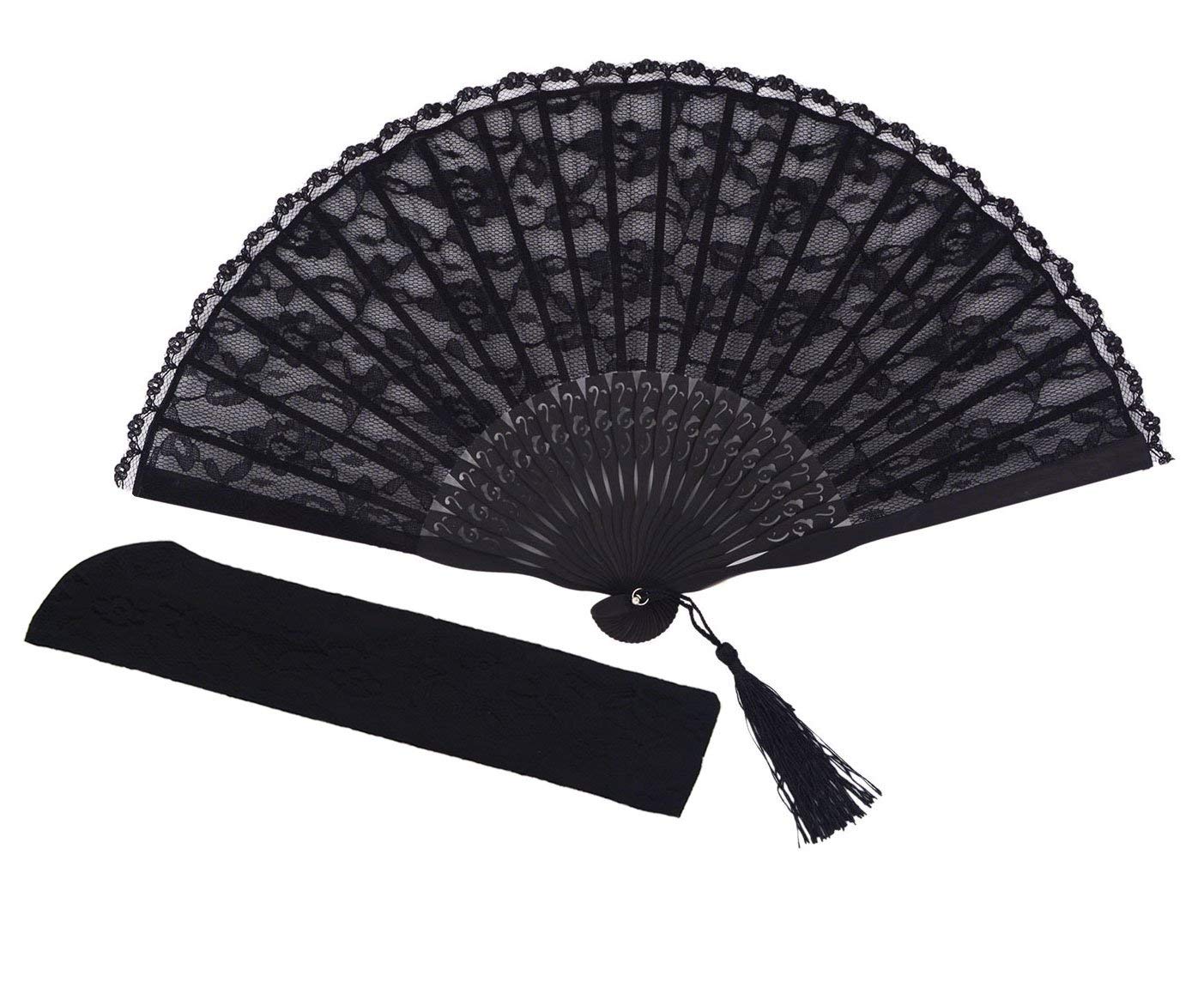 Hand Fan Chinese Fan Silk Fabric Bamboo Ribs Handheld Folding Wall Decoration Wedding Party Hand Folding Fan with Bamboo Frame Lace Fan for Women Girls Wedding Gifts | KISSUN