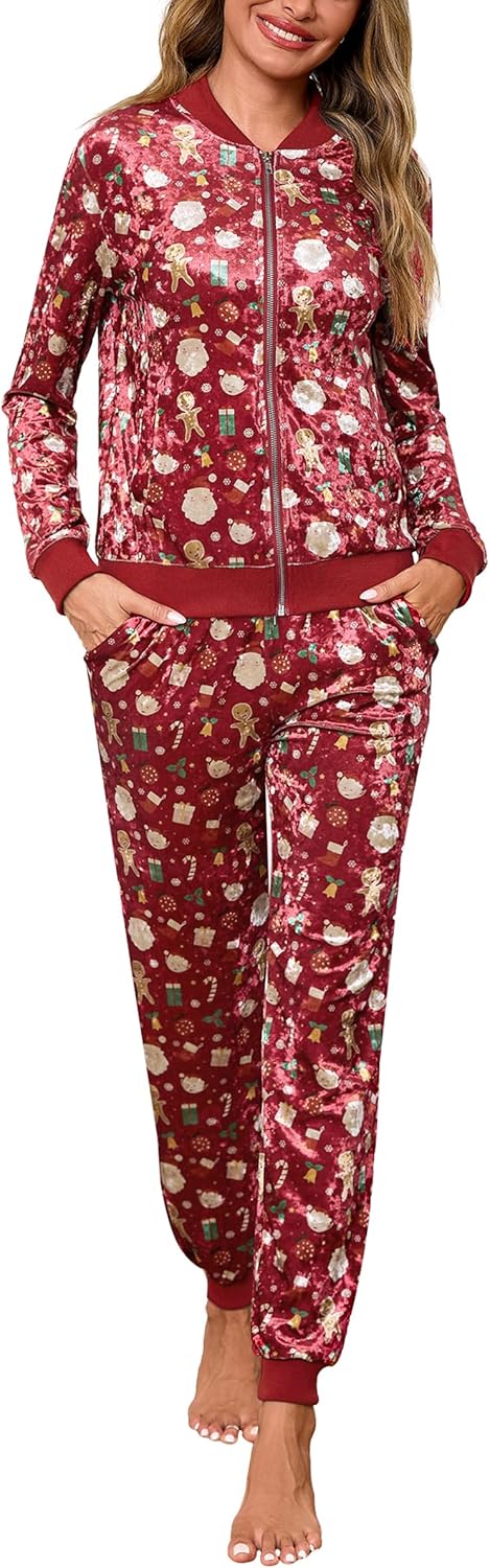 Totatuit Velour Tracksuit Womens Sweatsuit Set Long Sleeve Zip Up Jacket & Drawstring Sweatpants Outfit