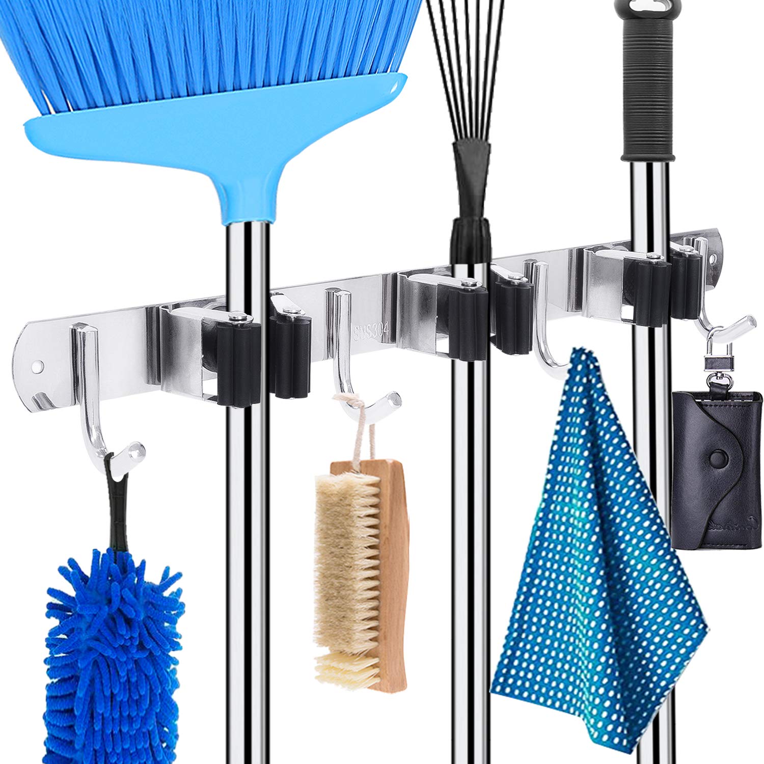 Mop and Broom Holder Wall Mount Heavy Duty Broom Organizer Wall Mounted