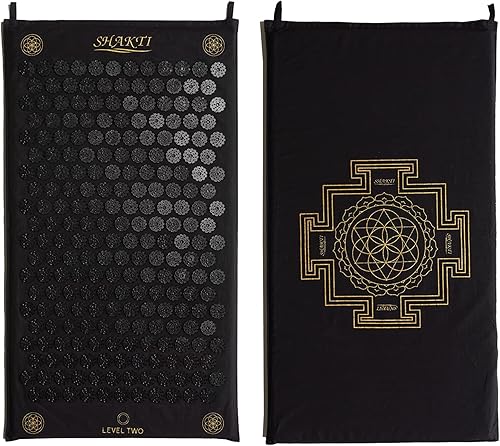ShaktiMat Classic Estera de Acupresión Nivel 2 de Intensidad en Negro Shakti, Alivia el Estrés y la Tensión, Promueve la Relajación y la