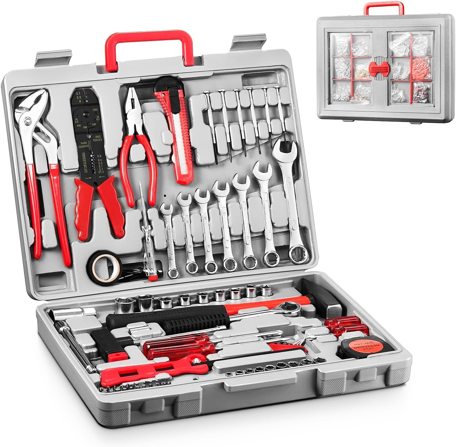 DIY Tool Kit Set, 555 PCs Starter Toolkit, Great Home & Office Hand Toolbox Sets with Essential Hand Tools Included for Basic General Repairs & Maintenance