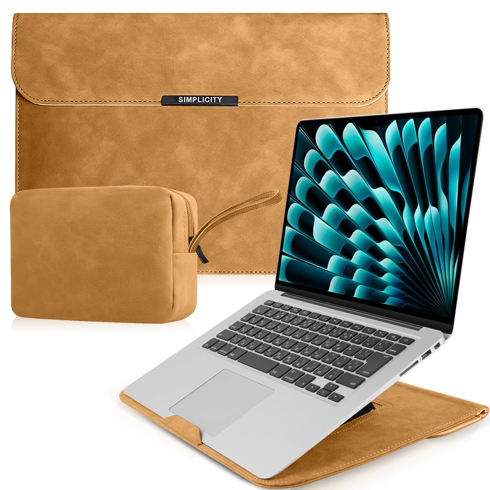 HeeYeal Custodia Laptop 13,3-14 Pollici Con Supporto – PU Pelle E Fodera Morbida, Per MacBook, Dell, HP, Lenovo – Rosa - 3