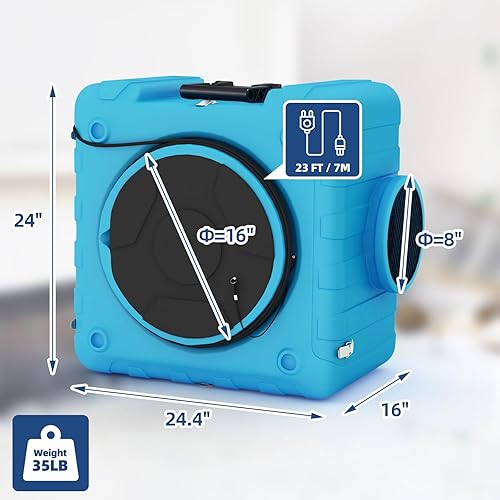 Miniatura 6 de Depurador de aire de 550 CFM con filtración de 3 etapas, depuradores de aire comerciales, máquina de aire negativo para uso industrial doméstico,